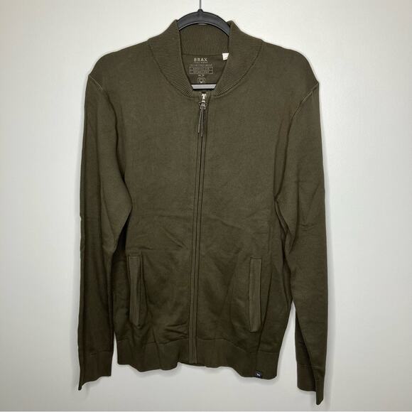 NWT BRAX Joshua The Knitted Sweater Organic Cotton Cardigan Olive Green Large - Picture 3 of 7